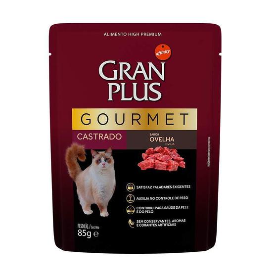 Imagem de Ração Úmida GranPlus Gourmet Sachê para Gatos Castrados Sabor Ovelha - 85g