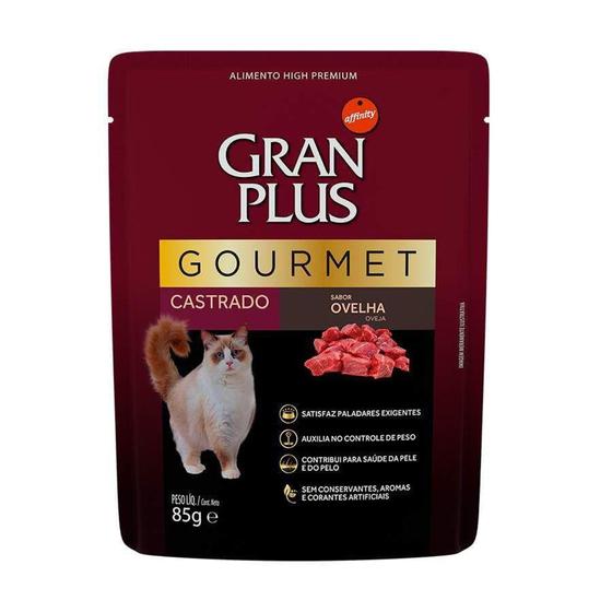 Imagem de Ração Úmida GranPlus Gourmet Sachê para Gatos Castrados Sabor Ovelha - 85g - Gran Plus