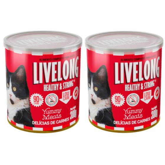 Imagem de Ração úmida Livelong Gatos Delícias De Carne 300g - 2 un