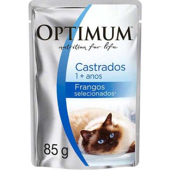 Imagem de Ração Úmida Optimum para Gatos Castrados Sabor Frango 85g