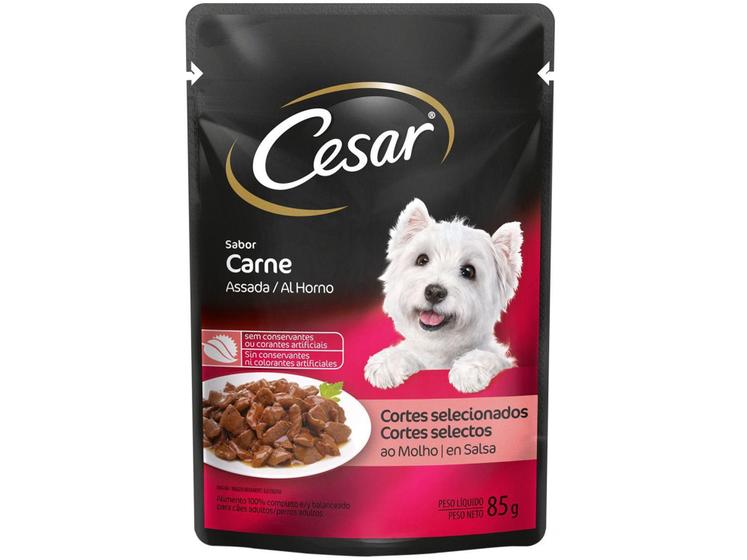 Imagem de Ração Úmida para Cachorro Adulto Sachê Cesar - Cortes Selecionados Carne 85g