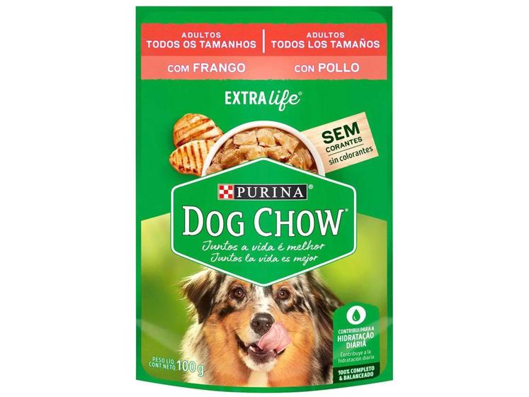 Imagem de Ração Úmida para Cachorro Adulto Sachê - Dog Chow ExtraLife Frango 100g