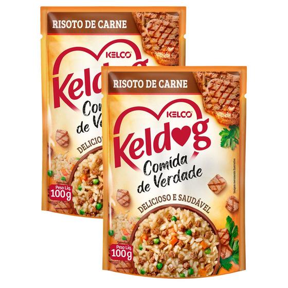 Imagem de Ração Úmida para Cachorro Keldog Risoto de Carne em Sachê 100g  Kit com duas unidades