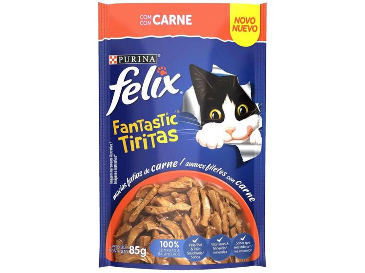 Imagem de Ração Úmida para Gato Adulto Sachê Felix - Fantastic Tiritas Carne 85g