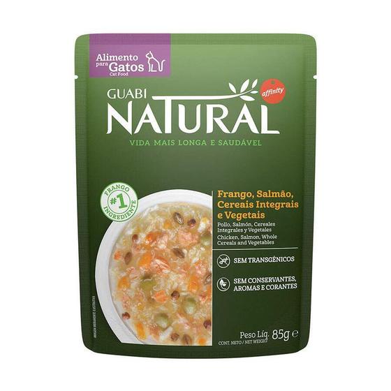 Imagem de Ração Úmida para Gatos Adultos Guabi Natural Salmão e Frango 85g