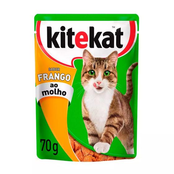 Imagem de Ração Úmida para Gatos KiteKat Adulto Sabor Frango ao Molho em Sachê 70g