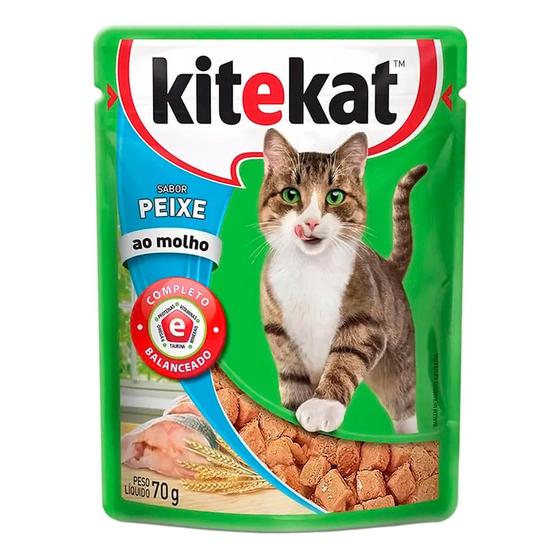 Imagem de Ração Úmida para Gatos KiteKat Adulto Sabor Peixe ao Molho em Sachê 70g