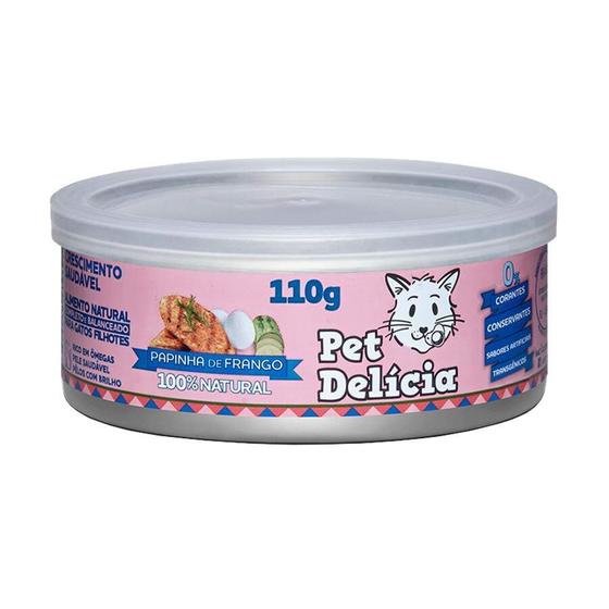 Imagem de Ração Úmida Pet Delícia para Gatos Filhotes sabor Papinha de Frango 110g - 1 unidade