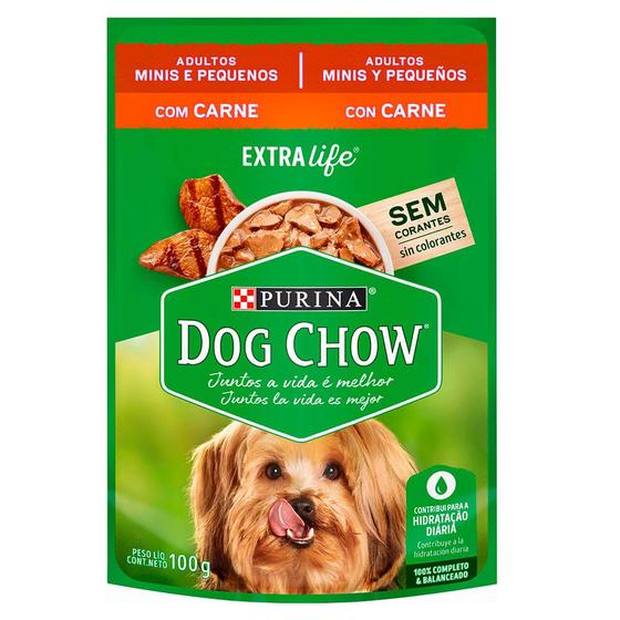 Imagem de Ração Úmida Sachê Dog Chow Purina Cães Adultos de Raças Pequenas Sabor Carne 100g
