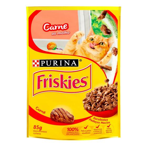 Imagem de Ração Úmida Sache Friskies Carne ao Molho Gatos Adultos 85g caixa com 15 unid - Friskies