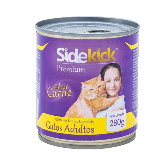 Imagem de Ração Úmida Sidekick Lata para Gatos Adultos Sabor Carne 280 g