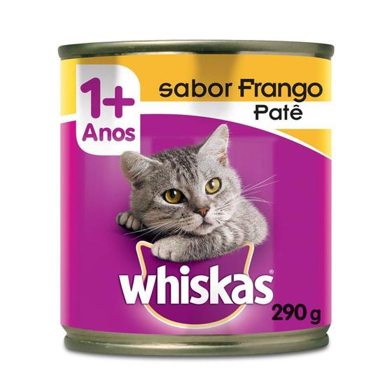 Imagem de Ração Úmida Whiskas Lata Patê de Frango para Gatos Adultos - 290 g