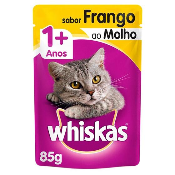 Imagem de Ração Úmida Whiskas Sachê Frango ao Molho para Gatos Adultos - 85 g