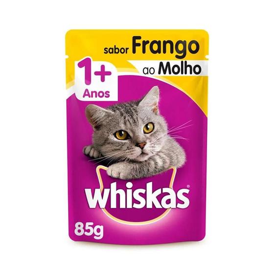 Imagem de Ração Úmida Whiskas Sachê Frango ao Molho para Gatos Adultos 85g