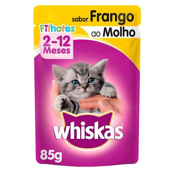 Imagem de Ração Úmida Whiskas Sachê Frango ao Molho para Gatos Filhotes - 85 g