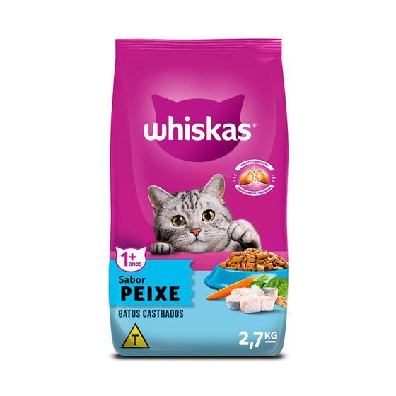 Imagem de Ração Whiskas Gatos Adultos Castrados Peixe 2,7kg