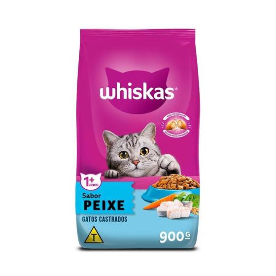 Imagem de Ração Whiskas Gatos Adultos Castrados Peixe 900G