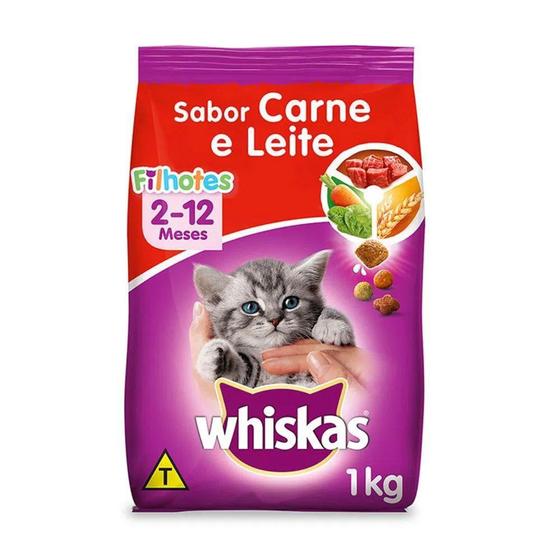 Imagem de Ração Whiskas Gatos Filhotes Carne e Leite