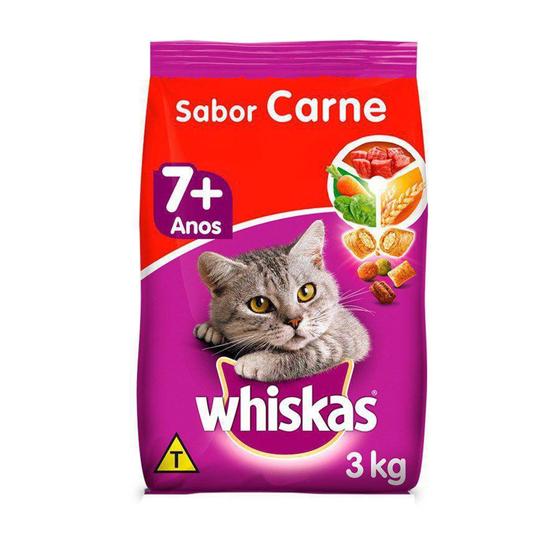 Imagem de Ração Whiskas para Gatos Adultos 7+ Carne