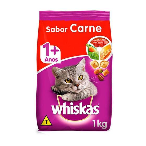 Imagem de Ração Whiskas para Gatos Adultos Sabor Carne - 1Kg