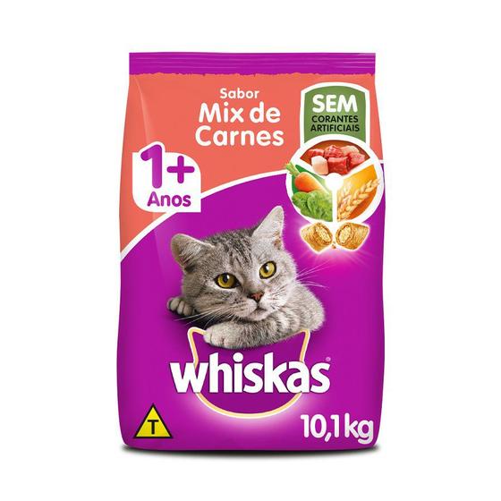 Imagem de Ração Whiskas para Gatos Adultos Sabor Mix de Carnes - 10,1kg