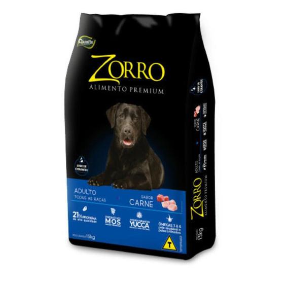 Imagem de Raçaõ Zorro Premium adulto todas as raças Sabor carne 15 kg