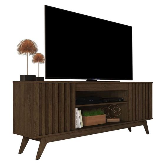 Imagem de Rack 02 PT Retro Ripado Malibu Wood Cedro - Giga Moveis