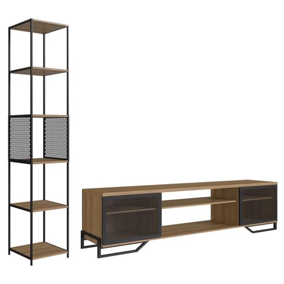 Imagem de Rack 180 Cm 2 PT Estante Prateleira Industrial 27X23 Mell Preto PP