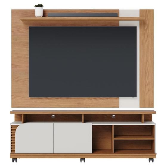 Imagem de Rack Bancada Jurerê 1.8 com Painel Suspenso Extensivo Leme Freijó Off White Matte - Colibri