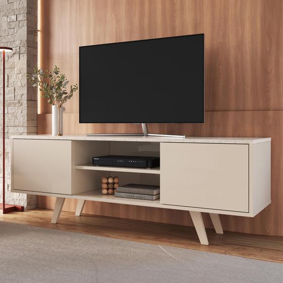 Rack Bancada Lisboa Para Tv De Até 55 Polegadas Com Prateleira E 2 Portas Para Sala De Estar Menor preço em Rack Bancada Lisboa Para Tv De Até 55 Polegadas Com Prateleira E 2 Portas Para Sala De Estar