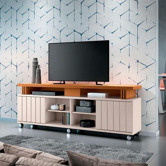 Imagem de Rack bancada para Sala Ambiente Rivera 1.8 Off White Cinamomo  HB Móveis