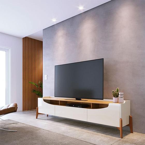 Rack Bancada para Sala Ambiente Studio 1.8 Off White Nature - Imcal Imagem de Rack Bancada para Sala Ambiente Studio 1.8 Off White Nature - Imcal