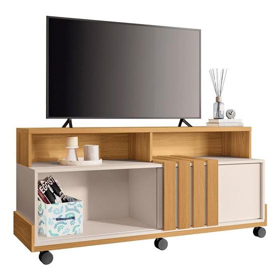 Rack bancada para Sala Graci 1.36 Cinamomo Off White HB Móveis - HB ...