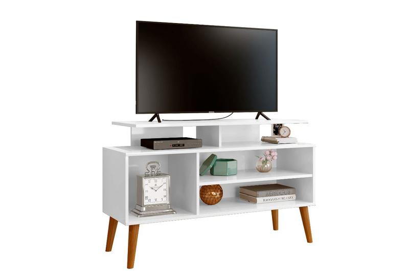 Rack Branco Lyon Retrô Para Televisão De 42 Polegadas - Lv Móveis Menor preço em Rack Branco Lyon Retrô Para Televisão De 42 Polegadas - Lv Móveis