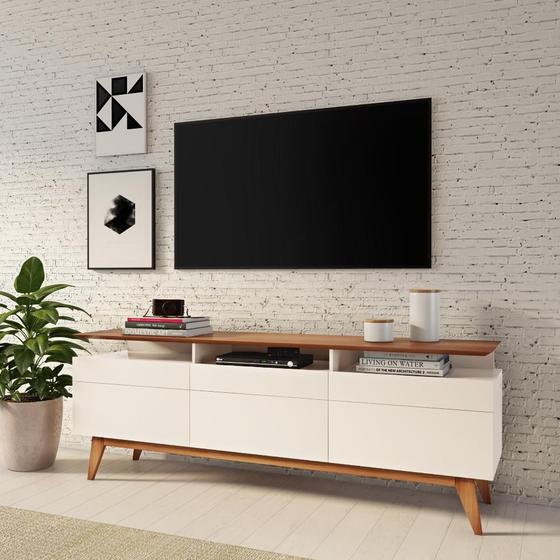 Imagem de Rack Bristol II 3 GV Off White com Freijó Touch 180 cm