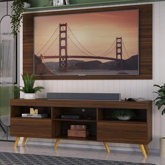 Rack c/ Painel p/ TV até 65" e Pés Retrô Flórida Multimóveis Duna/Natural