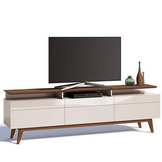 Menor preço em Rack Classic 218cm 3 Gavetas com Prateleira Off White/ Freijó - Imcal