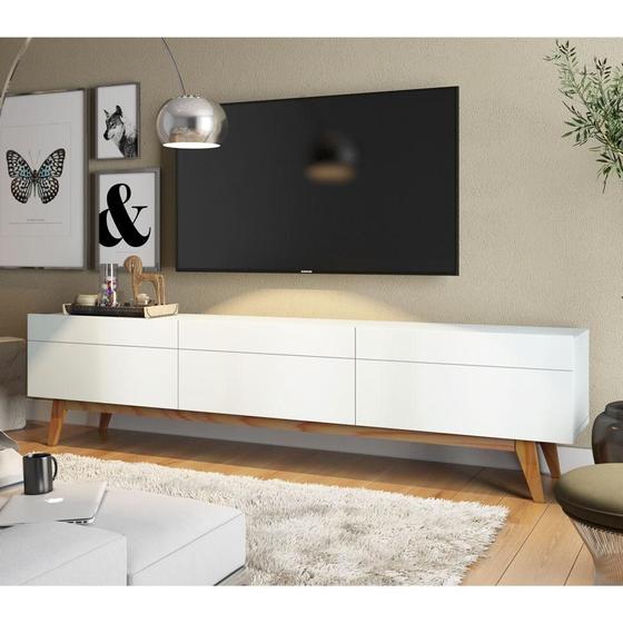 Rack Classic I 3 GV Branco Acetinado 218 cm - Mobly Imagem de Rack Classic I 3 GV Branco Acetinado 218 cm