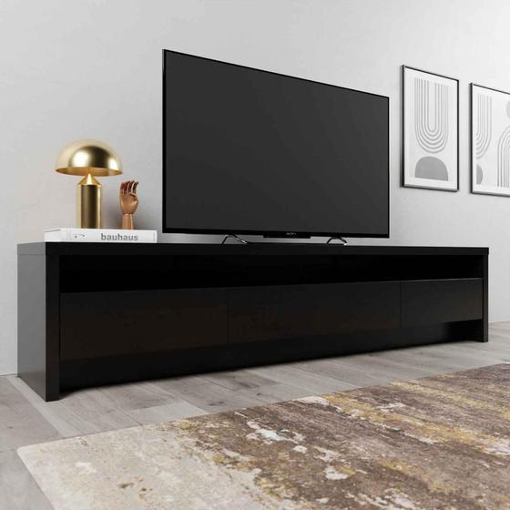 Rack Colonia 216 cm para TV até 75 polegadas Preto Fosco Província Menor preço em Rack Colonia 216 cm para TV até 75 polegadas Preto Fosco Província