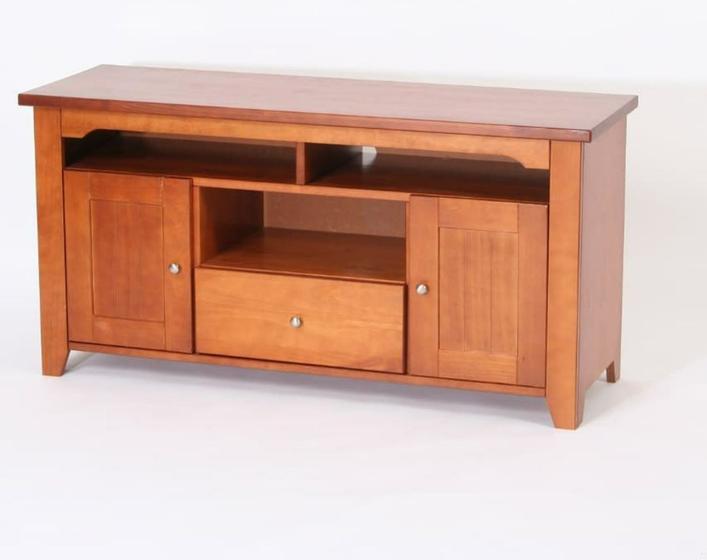 Rack com 2 Portas - 1 Gaveta - 3 Nichos - Madeira Maciça - Cor Cherry Menor preço em Rack com 2 Portas - 1 Gaveta - 3 Nichos - Madeira Maciça - Cor Cherry