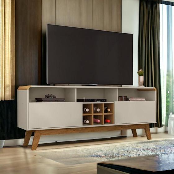 Imagem de Rack com Adega Larimar Off White e Cinamomo Bechara