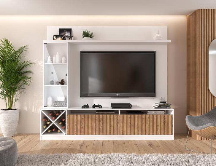 Rack com Impressão Ripada e Painel para TV até 60 Polegadas com Cristaleira e Adega Capri Menor preço em Rack com Impressão Ripada e Painel para TV até 60 Polegadas com Cristaleira e Adega Capri