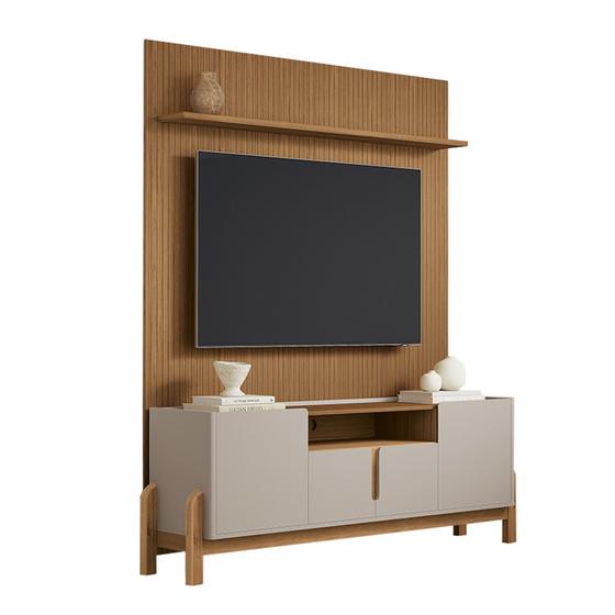 Imagem de Rack com Painel 1.80 Lizz Off White com Cedro - Móveis Casa D