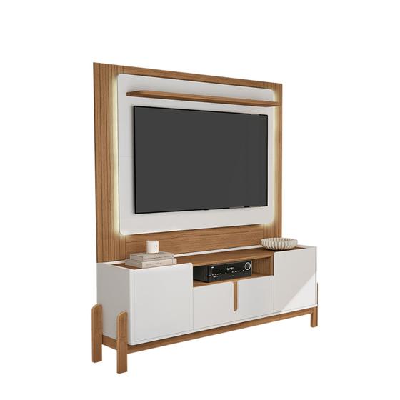 Imagem de Rack com Painel 1.90 Lizz com Led Branco com Cedro - Móveis Casa D