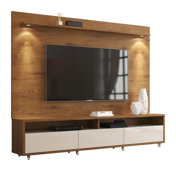 Imagem de Rack com Painel Aspen 2.2 Madeiro Canela com Off White - MoveisAqui