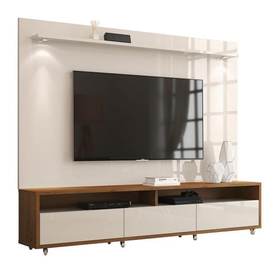 Imagem de Rack com Painel Aspen 2.2 Off White com Madeiro Canela - MoveisAqui