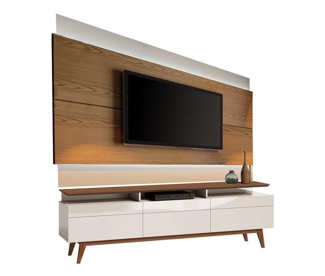 Rack com Painel Classic +3G 2.2 com LED Freijó com Off White - Imcal Móveis Menor preço em Rack com Painel Classic +3G 2.2 com LED Freijó com Off White - Imcal Móveis