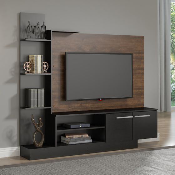 Imagem de Rack com Painel Completo para TV 50 Pol. 165 x 155 Cm MDP Castanho 0633 MENU