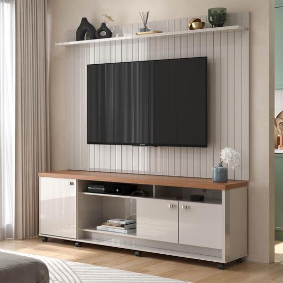 Rack com Painel Dallas para TV até 75 polegadas 3 Portas e Rodízios Off ...