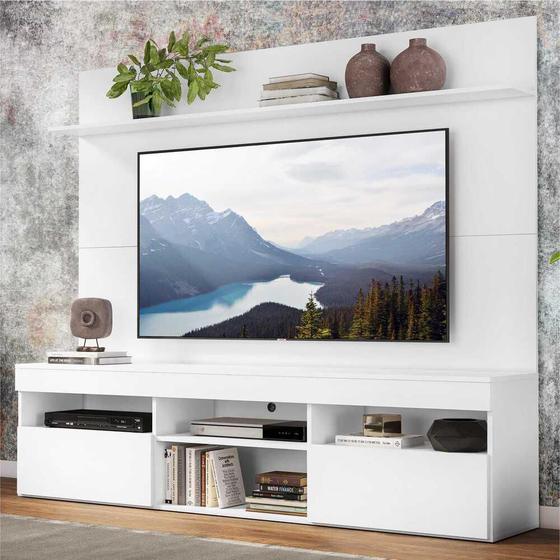 Imagem de Rack com Painel e Suporte TV 65" com Prateleira Madri Multimóveis Branco